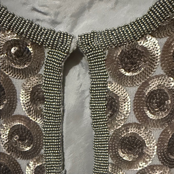 Boden Limited Edition Gray Cardigan Jacket with Sequins and Beaded Trim 2 - Picture 5 of 7